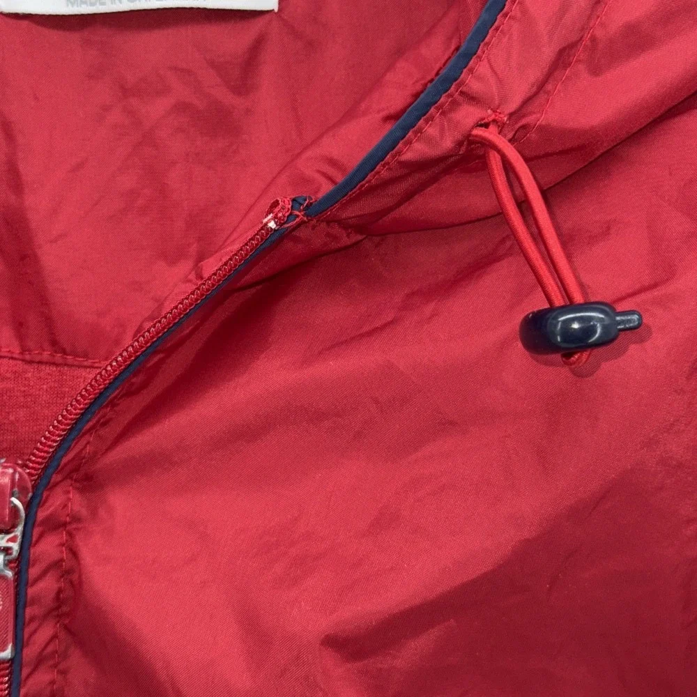 Vintage Wilson Men's Long Sleeve  Red Zip Up Windbreaker‎ w/Navy Piping - Sz L